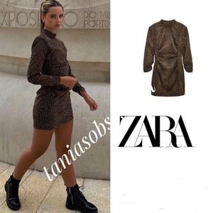 Zara CORDUROY ANIMAL PRINT Mini DRESS
